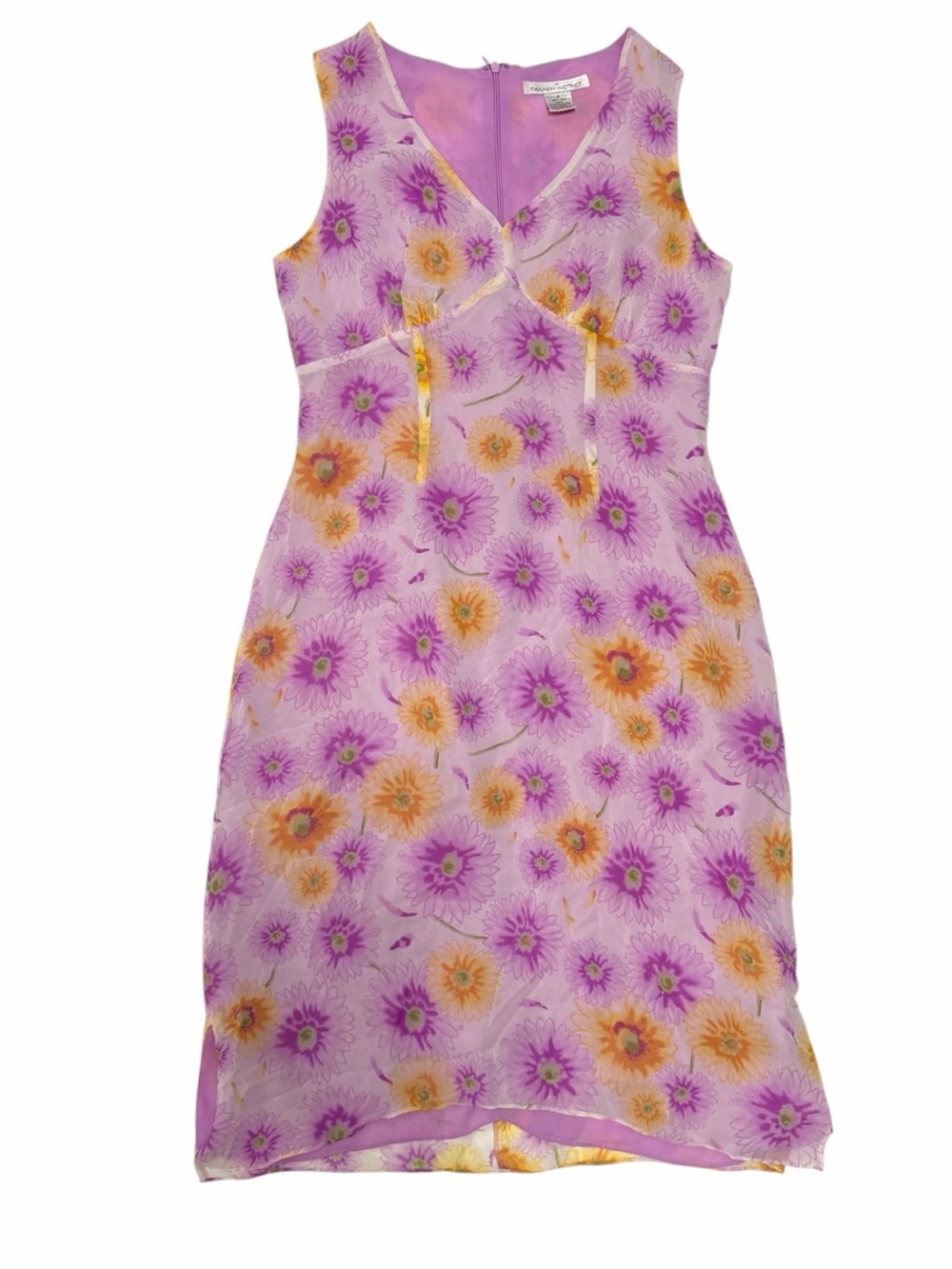 90s Y2K Silk Floral Daisy V-Neck Midi Dress